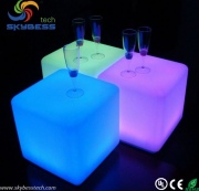 D25cm bar chairs modern led cube seat lighting