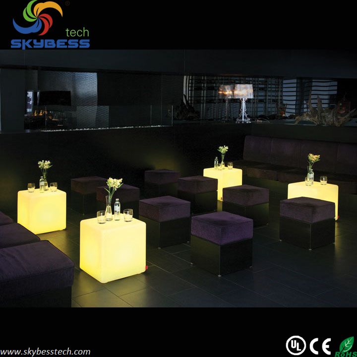 D43CM Remote control waterproof IP54 outdoor use RGB LED cube stool