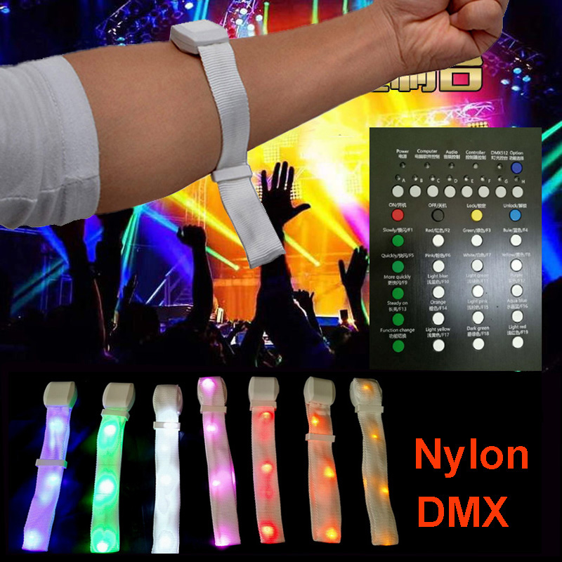 Led Silicone TPU Nylon Bracelets With 24Keys Radius 200 Meters 433.92MHz Remote Control Wristbands For Kids and AdultsLed Silicone TPU Nylon Bracelets With 24Keys Radius 200 Meters 433.92MHz Remote Control Wristbands For Kids and Adults